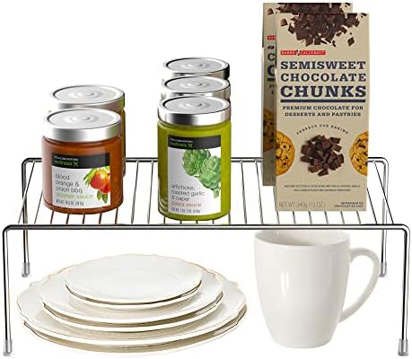 iPEGTOP Kitchen Cabinet Storage Shelf Rack, Set of 2 Large (15.7 x 9.4 Inch) Rustproof Metal Wire Shelves Spice Shelf Ra