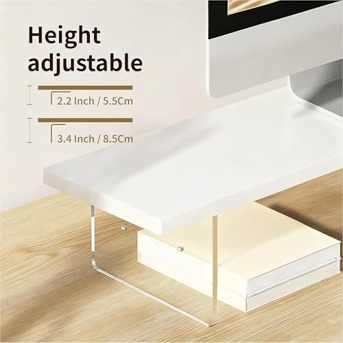 Wood Monitor Stand Riser with Acrylic Legs, Computer Screen Stand Desk Organizer, 31.5 x 7.9 x 3.1 inch, Hold up to 66 l