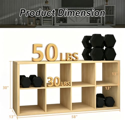 CTESNE【Wooden Thick Frame 8 Cube Storage Organizer Shelf with Anti-Tipping Kits + Reversible Open Back Bookcase, Horizon