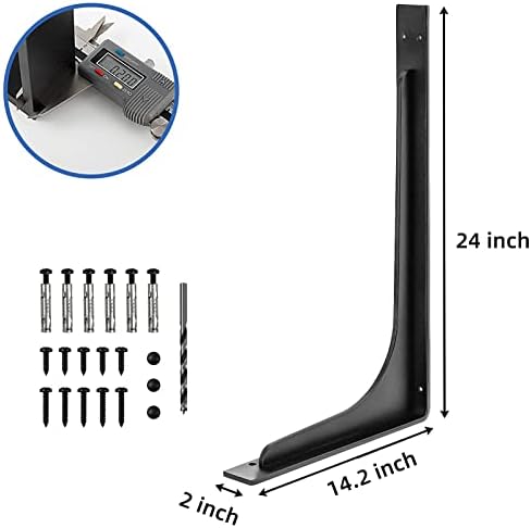 24 x14.2 INCH Shelf Brackets,L Shelf Brackets,Vertical Angle, Premium Alloy Metal Heavy Duty Shelf Bracket, high Strengt