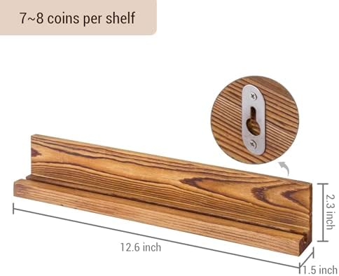 MyGift Challenge Coin Display Wall Mounted Military Challenge Coin Display Holder and Coin Collection Ledge Shelf Rack, 