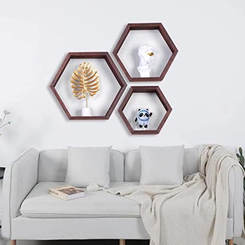 Hexagon Shelves,Floating Wall Shelf,Honeycomb Octagon Cube Shelves Wood
