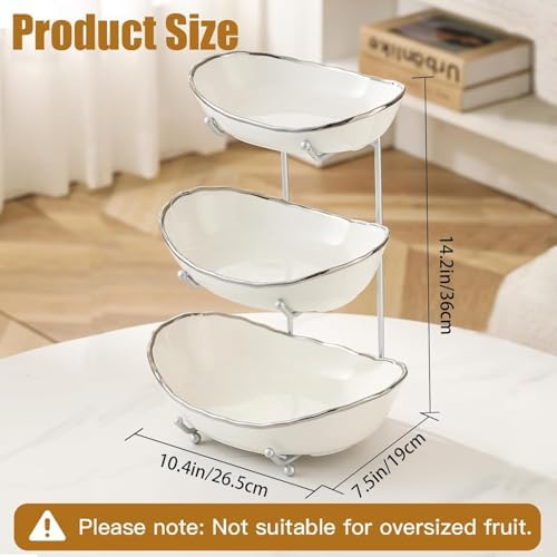 3 Tier Fruit Basket, Ceramic Fruit Bowl for Kitchen Counter 1