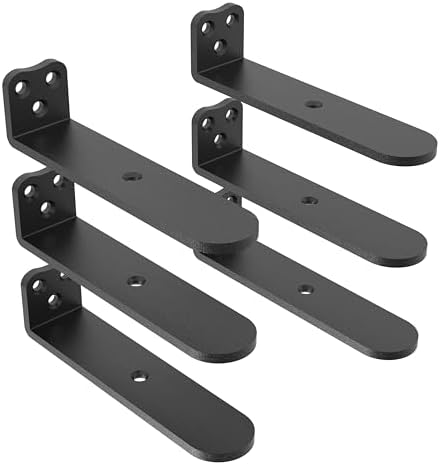 Eurydice Heavy Duty Floating Shelf Brackets, 1/4 in Thick 4 in 6Pack Black