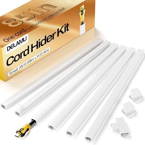 Delamu Cord Hider, Cord Covers for Wires on Wall, One-Cord Cable Hider, Self-Adhesive Wire Hiders Wire Covers for TV Cor