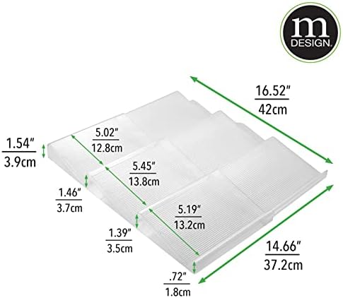 mDesign Expandable Plastic Deluxe Spice Rack, Drawer Organizer for Kitchen Cabinet Drawers, 3 Tier Slanted for Spice Jar