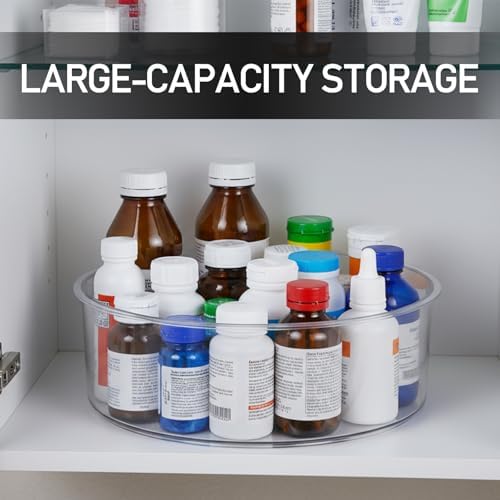 Medicine Bottle Organizer, Medicine Organizer for Cabinet, Transparent Medicine Lazy Susan Organizer for Vitamin Pill Bo