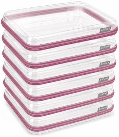CoiiJoii 6PCS Large Clear Hard Shell Zippered Case, Diaper Bag Organizing Pouches, Waterproof Cosmetic Bag, Storage Orga