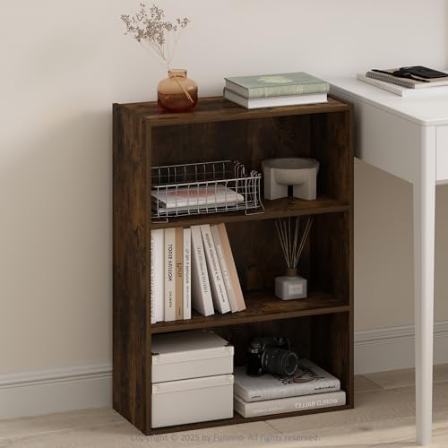 Furinno Simple Book Shelf, 3-Tier Bookshelf, Storage Shelves Bookcase, 9.7 x 23.7 x 31.5, for Living Room, Bedroom, Home
