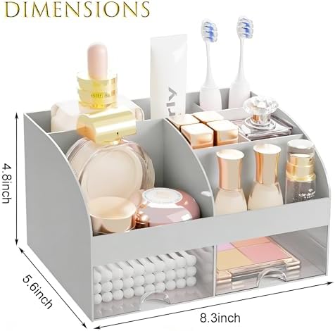 Makeup Organizer with 2 Drawers, Cosmetic Storage for Dresser Vanity and Bathroom Countertop,Make up organization and Sk