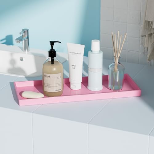 Vanity and Bathroom Tray, 15" ABS Countertop Organizer,Waterproof Vanity Tray for Toilet Tank,Perfume,Soap,Keys,Bathroom