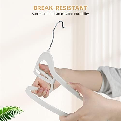 Velvet Clothing Hangers Non-Slip White Suit Hanger Space Saving Clothes Hanger Heavy Duty Adult Hanger Hangers with 360°Swivel Hook 20 Pack