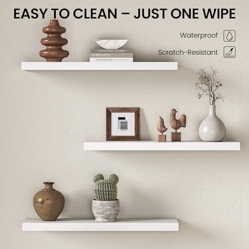 Fun Memories Floating Shelves for Wall 30 Inch, Set of 2 – Wall-Mounted Storage & Display Shelf with Invisible Bracket, 
