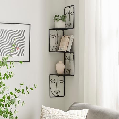 Corner Shelf, Wall Mounted Face Sculpture Display Shelf with Philosophical Art Design for Living Room Decor, Wall Corner