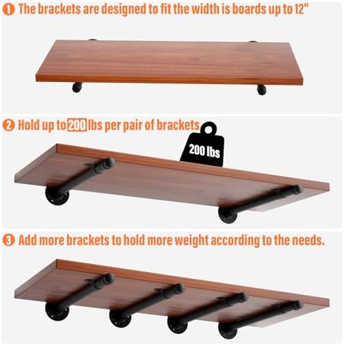 12 Inch Pipe Shelf Brackets 8 Pack Floating Shelf Bracket Support