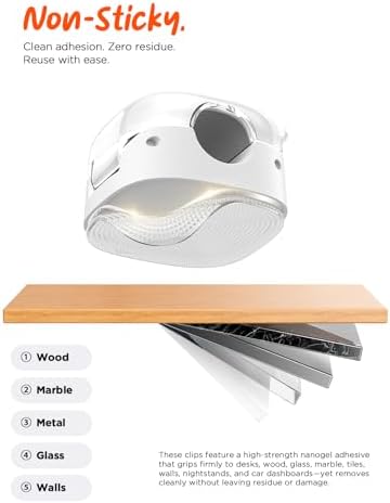 Cable Clips,8 Pack Cord Holder Cord Organizer [1s Lock & Strongest Adhesive] Spring Cord Clips Phone Charger Wire Desk C