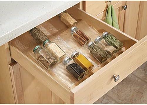 mDesign Expandable Plastic Deluxe Spice Rack, Drawer Organizer for Kitchen Cabinet Drawers, 3 Tier Slanted for Spice Jar