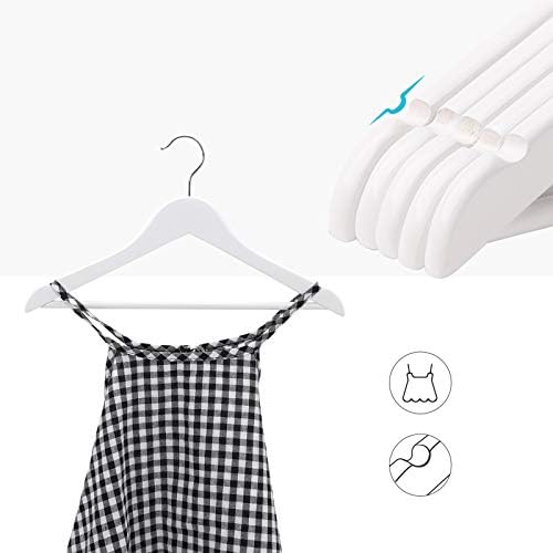 SONGMICS Wood Children's Hangers, Pack of 20 Kid's Clothes Hangers, with Trousers Bar, Shoulder Notches, 360° Swivel Hoo