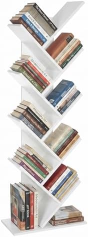 SONGMICS HOME 9 Tier Tree Bookshelf, Bookcase, Small Corner Shelf, Space Saving Book Tree for Home Office, Bedroom, Livi