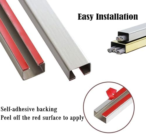 Stainless Cable Covers,Wall Cords Hider,3pcs 39.4in Metal Cord Cover,Wire Hiding Strip For Wall,Cable Hiding Strip,Lamp 