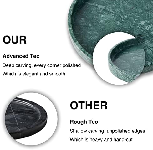 Italian 100% Marble Round Vanity Tray 10'', Decorative & Fruit Serving Trays for Bathroom, Kitchen, Nightstand, Jewelry 