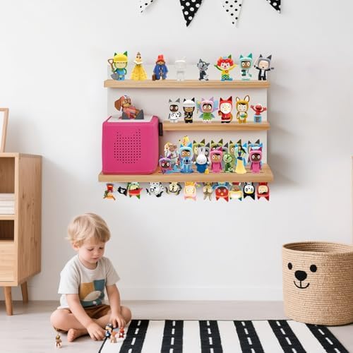 Gieanoo for Tonies Shelf 3 Tier Floating Shelf for 48 Characters,White