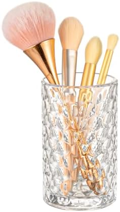 DASITON Glass Makeup Brush Holder, Bathroom Toothbrush Holders, Desk Pen Pencil Holder, Vintage Makeup Brush Cup, Multif