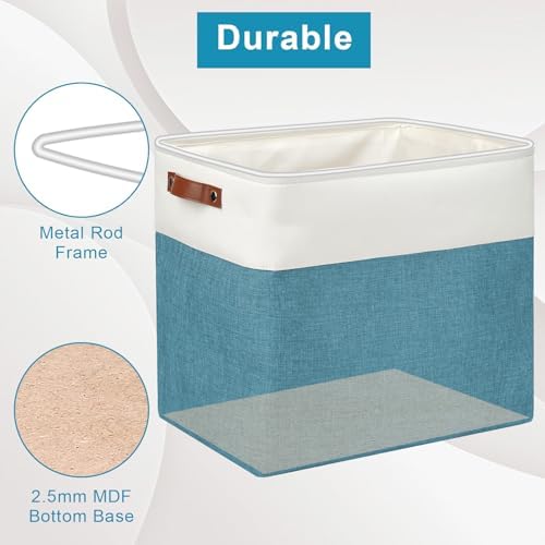 Bagnizer Large Fabric Storage Baskets | 50L Storage Bins, Decorative Linen Closet Baskets with Handles for Organizing, S