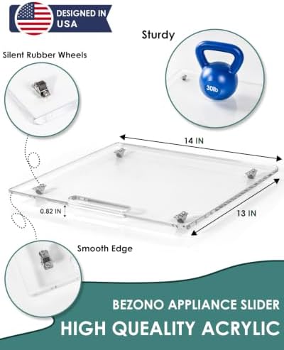 Appliance Slider – Sliding Tray for Coffee Maker, Clear Acrylic 13 x 14 In