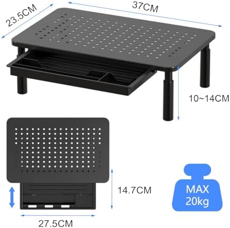 suptek Computer Monitor Stand Riser with Drawer,Monitor Riser for Laptop, Printer, Notebook and All Flat Screen TV Displ