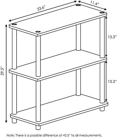 Furinno TURN-N-TUBE Storage Shelves, 3-Tier Book Shelf, Corner Shelf, Toolless Open Shelves, for Organization and Storag