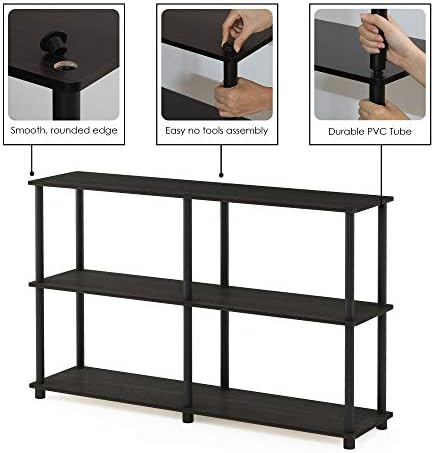 Furinno Turn-N-Tube Toolless Assembly Storage Shelves, 3-Tier 47.4 Inch Book Shelf, Corner Shelf, for Organization and S