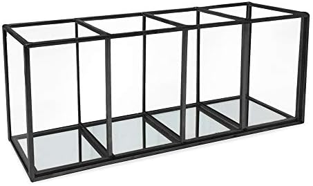 Isaac Jacobs 4-Compartment Organizer with Mirror Base - Black