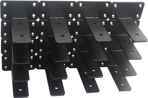 16 Pack - 4 inch Black Hidden L Shelf Bracket (1/5 Inch Thicked) Iron Floating Shelf Brackets Rustic Industrial Metal Br