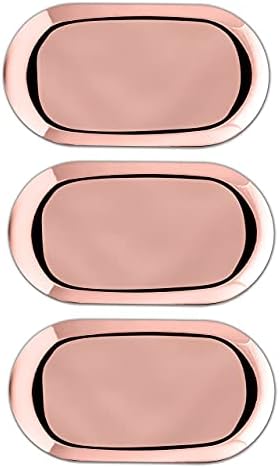 Rose Gold Stainless Steel Tray Set of 3, 11 Inch Large Vanity