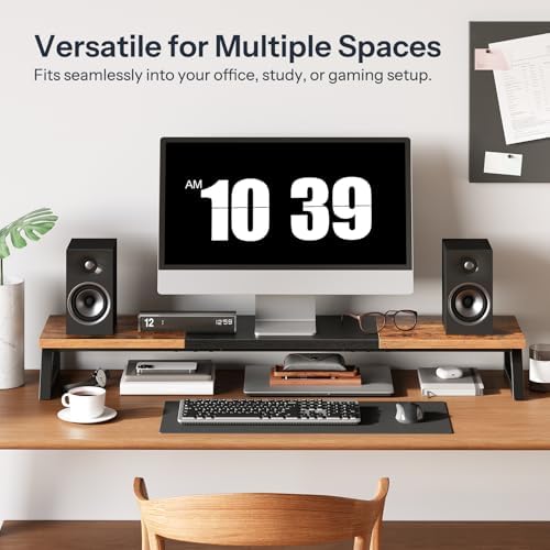 HOOBRO Dual Monitor Stand Riser, 39 Inch Large Computer Monitor Stand for 2 Monitors, Computer Monitor Riser, Desk Shelf