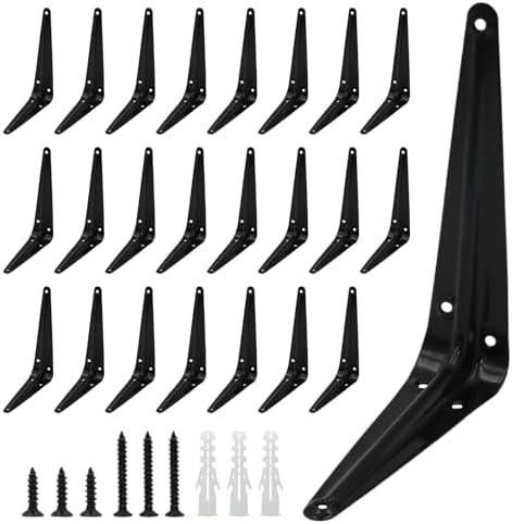 Lilaly 24 Pack Shelf Brackets 6 Inch Shelf Bracket, Heavy Duty L Brackets for Shelves for Hanging Floating Shelves Brack