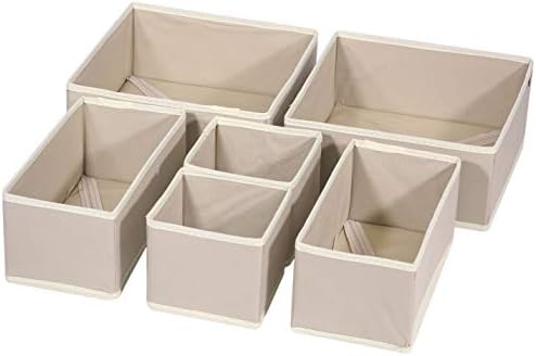 DIOMMELL 6 Pack Foldable Cloth Storage Box Closet Dresser Drawer Organizer Fabric Baskets Bins Containers Divider with Drawers for Clothes, Underwear, Bras, Socks, Lingerie, Clothing