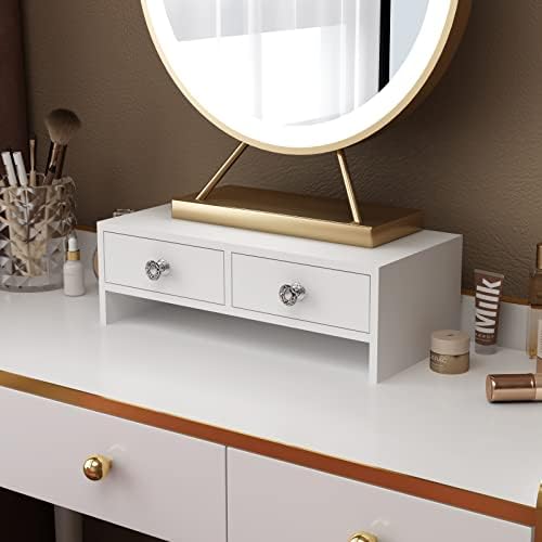 WELLAND Monitor Stand Riser with Drawers, Computer Monitor Stand, Desktop Organizer Stand for Laptop, PC, Office Supplie
