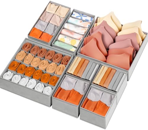 Drawer Organizer Clothes, 8 Pack Dresser Organizer Bins for Baby Clothes, Underwear Sock, Fabric Closet Organization and