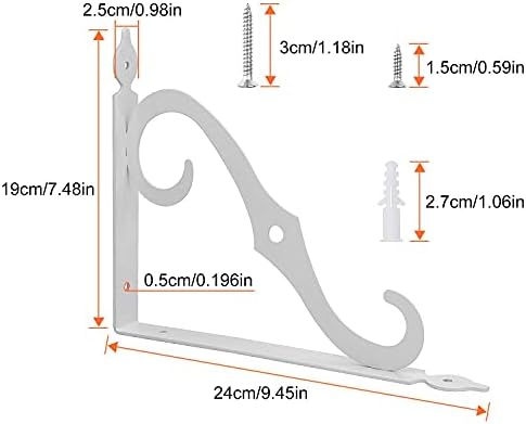 Acrux7 12 Pack Heavy Duty Decorative Shelf Brackets 9.4 X 7.5 inch with Screws White Metal Shelf Brackets - Shelf Suppor