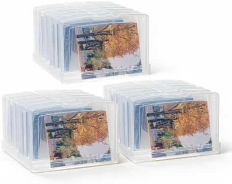 novelinks 6 Pcs 4"x6" Plastic Photo Storage Boxes with Tray (Clear 3Pack)
