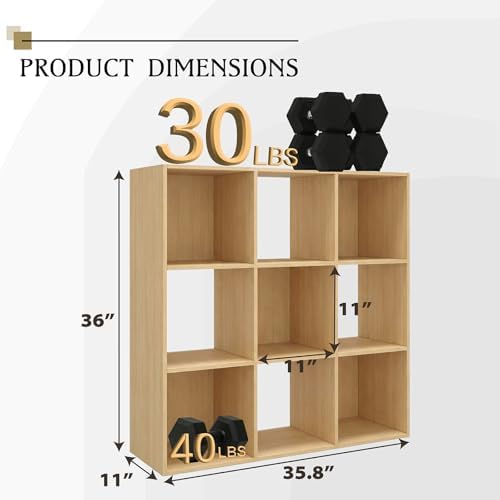 WannabeMyself【Easy Assembly】 9 Cube Storage Organizer with Anti-Tipping Kits,Reversible Open Back Book Shelf, Bookcase f