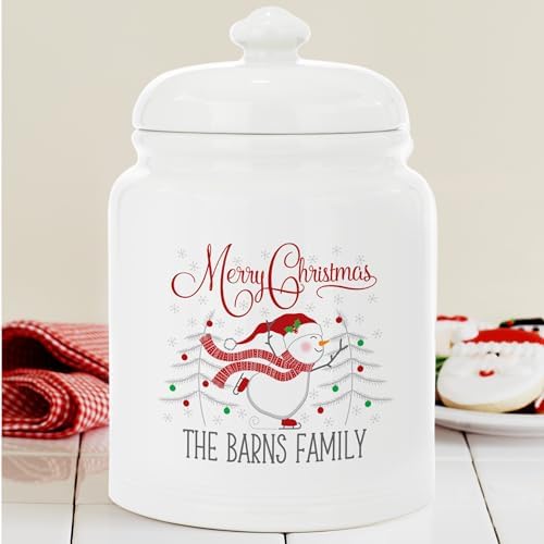 Let's Make Memories Personalized Christmas Joy Family Cookie Jar - For Her- Kitchen Christmas Décor