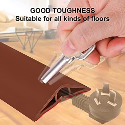 6.5Ft Floor Cord Cover Brown Silicone Cable Protector Easy to Install Wire Organizer and Hider for Home, Office, Garage 
