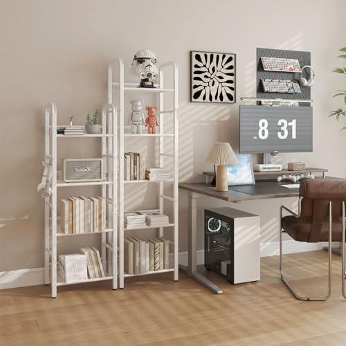 YMYNY 5 Tier Bookshelf, Freestanding Bookcase for Living Room, Bedroom, Home Office, Multi-Functional Storage Rack Organ
