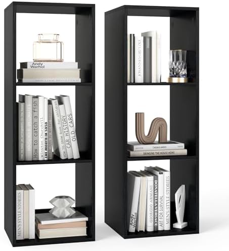 Tangkula 3-Cube Bookcase, 4-Tier Bookshelf with Open Compartments, Freestanding Cube Storage Organizer with Anti-Topplin