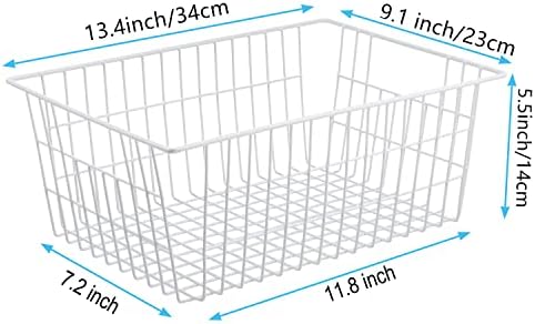 iPEGTOP Wire Freezer Stroage Baskets, 13.4 inch Set of 3 Farmhouse Storage Bins Basket Freezer Storage Organizer Bins wi