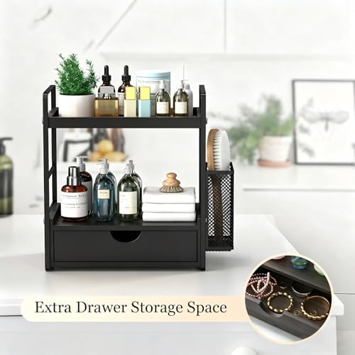 LEMIKKLE Bathroom Counter Organizer with Basket, Bathroom Organizers and Storage,Skincare Organizers for Vanity,Storage 