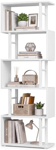 VASAGLE 6-Tier Book Shelf, S-Shaped Tall Display Shelf for Living Room